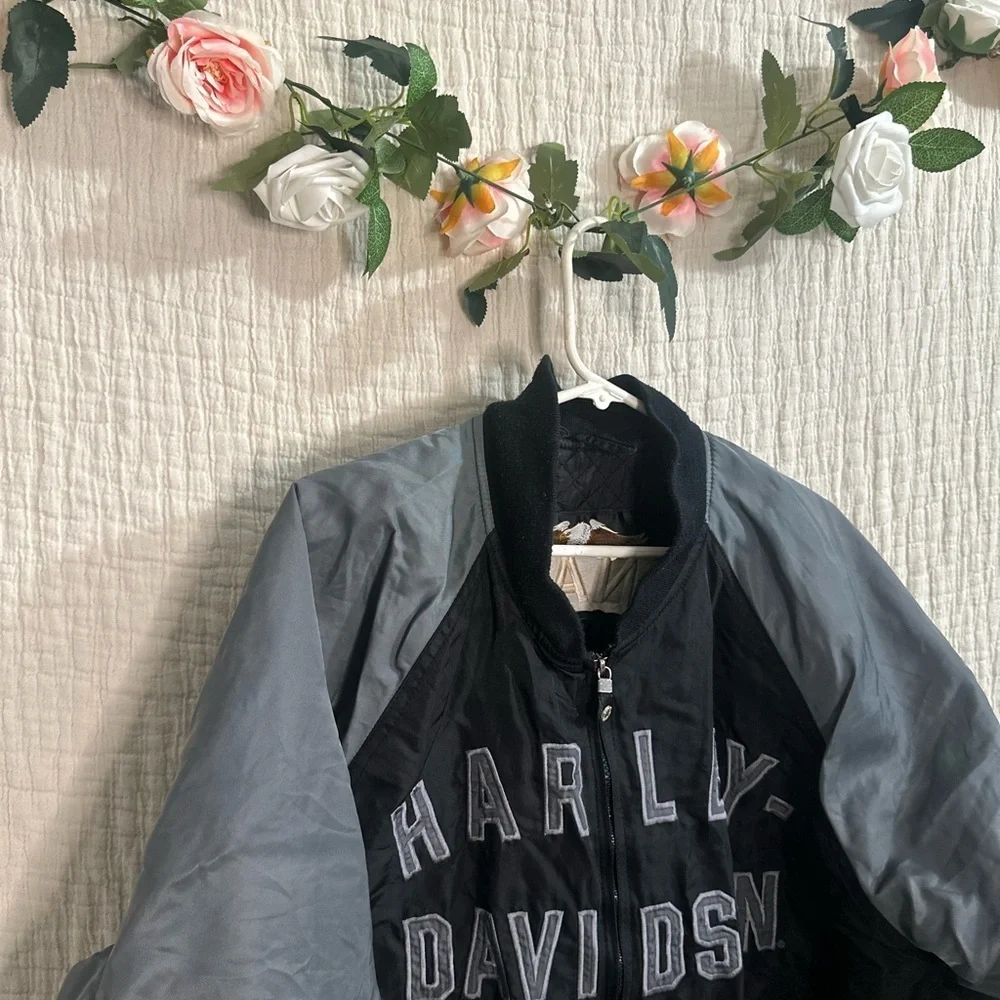 Harley-Davidson Black and Gray Bomber Jacket